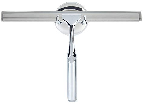 Better Living Deluxe Shower Squeegee, 10 Blade, Chrome | Multi-Purpose Silicone Squeegee Blade with Storage Hook, Rust-proof, Window, Glass Shower Door Scrubber, Windshield Wiper