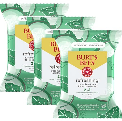Burt's Bees sensibles Lingettes nettoyantes pour le visage à l'extrait de coton