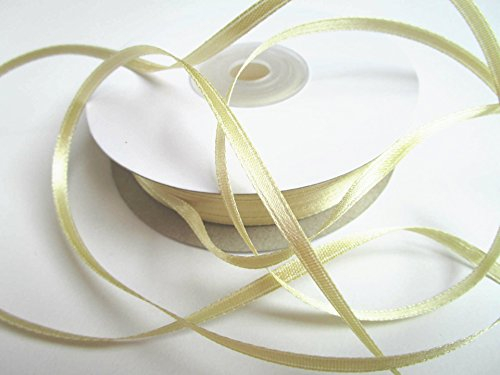 CaPiSo 100m Satinband 3mm Schleifenband Geschenkband Dekoband Satin Hochzeit Weihnachten Weihnachtsband (Champagner)