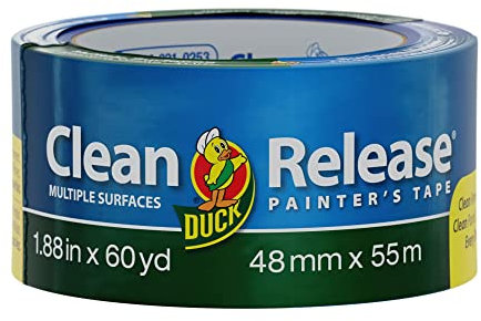 Duck Brand 240195 Clean Release Painter's Tape, 1.88 Inches by 60 Yards, Blue, Single Roll by