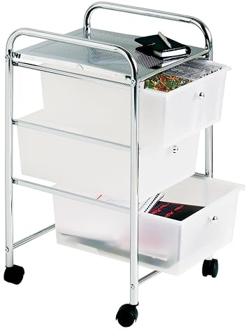 Premier Housewares 1600346 Chariot avec 3 Tiroirs/Cadre en Tube en Plastique/Acier Blanc/Chromé