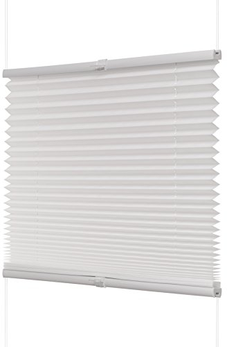 Ventanara® Plissee ohne Bohren Weiß Klemmfix Plisseerollo Faltrollo verspannt inklusive Premium Klemmträger 50 x 130 cm