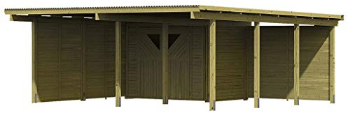 KARIBU. Doppelcarport ECO 2 mit kleinem Abstellraum und 2 Seitenwänden 1 Rückwand