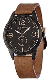 Zeno Herren Analog Quarz Uhr mit Leder Armband 4772Q-BK-I1-6