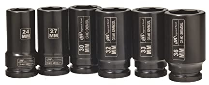 Ingersoll Rand Impact Socket Set SK6M6LN, 3/4 Inch Deep Impact Sockets Universal Metric Wrench, 6 Piece Kit
