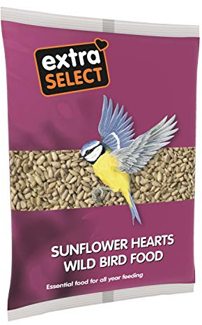 Extra Select Sunflower Hearts Bird Food - Husk-Free, Oil Rich, High Energy Wild Bird Seed for Year Round Feeding - 2 kg