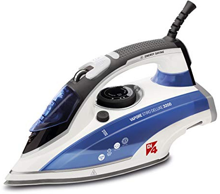 Di4 Vapore Stiro Deluxe Dampfbügeleisen 3200W, 260 g Dampfstoß, 50 g/min Dauerdampf, PrimeGlide Keramiksohle, 3‑in‑1 Antikalksystem, Anti‑Tropf, 350 ml Tank, Vertikaldampf