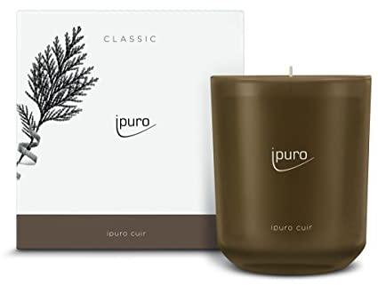 ipuro - dekorative ipuro cuir Duftkerze - minimalistische Duftkerzen im Glas 270 g - intensive Duftkerzen mit spritzigen Zitrusnoten & cremiger Vanille für ein puristisches Dufterlebnis