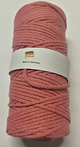 Pferdeseile_DE Makrameegarn Makramee Baumwollgarn Bastelgarn Altrosa - 150 Meter 2 mm geflochten