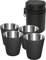 Outdoor Saxx 5-teiliges Edelstahl Schnaps-Becher Set mit Leder-Tasche, schwarz