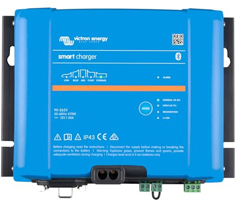 Victron Energy Smart IP43 Chargeur de Batterie 3 Sorties 12 Volts 50 ampères 230 V, Bluetooth