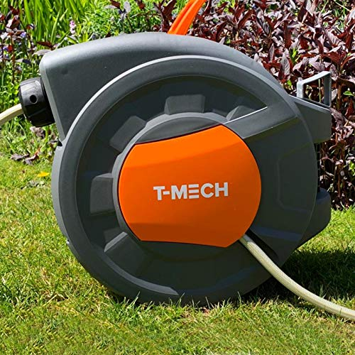 T-Mech 20m Gartenschlauch Trommel Wasserschlauchaufroller Schlauchaufroller Schlauchtrommel Automatik Wasserschlauch Garten