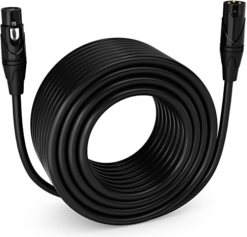 LyxPro 200 ft Balanced XLR Mic Cable, Male to Female, Black