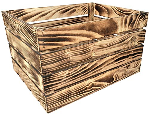 sunnypillow Holzkisten 50 x 40 x 30 cm Geflammt Massive Weinkisten in vielen Farben zur Auswahl Holz Kisten Obstkisten Apfelkisten, Holzregal