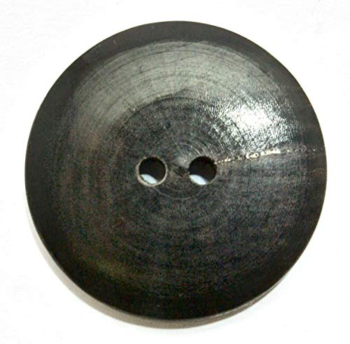 Lüna Knöpfe Echt Horn Knopf schwarz, ohne Rand / 35 mm/Set. 6 Stück
