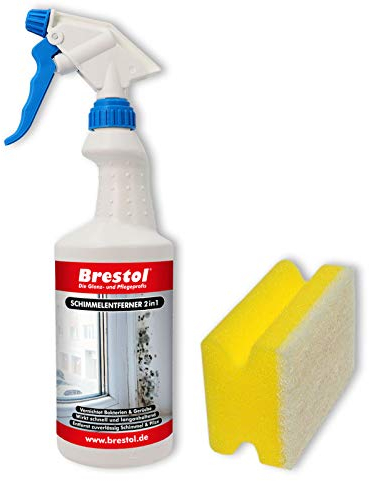 SCHIMMELENTFERNER 750 ml + 1x HAUSHALTSSCHWAMM (7585.1) - Schimmelschutz Schimmellöser Entschimmler Schimmelfrei Schimmelpilz-Entferner Fugen Duschkabinen - BRESTOL