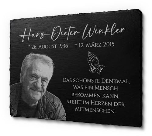 Gestalte Dein Grabplatte ganz einfach selbst | Gedenkstein mit Laser-Gravur für Menschen | riesen Auswahl an schönen Motiven - 40x30 cm