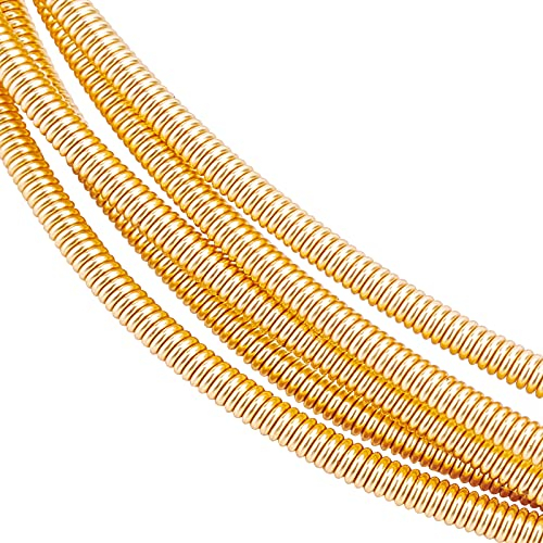 BENECREAT 5 Rollen 14 Gauge Vergoldeter French Bullion Wire Spiral Kupferdraht Für Stickperlen, Schmuckherstellung Und Kleidungsdekoration