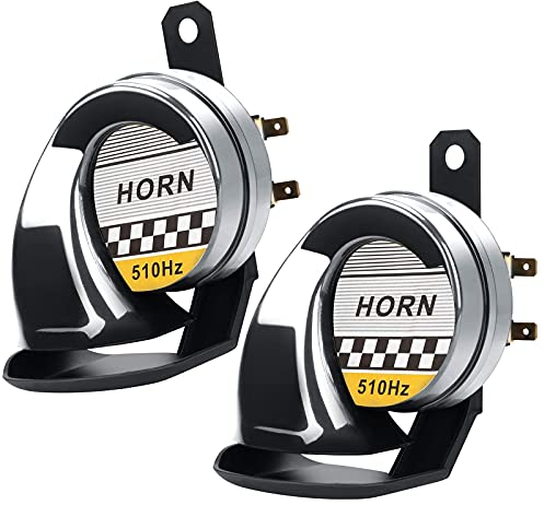 2 Stück Air Hupe 12v 300DB, Auto Signalhorn Extrem Laut, Autohupe Fanfare Druckluft, Schneckenlufthorn für Lkw Motorrad, Horns für Trucks Roller Boot Motorcycle Electric Car Hupe (Silber)