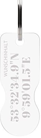 Personalisierter Acrylglas Schlüsselanhänger mit Einkaufswagenlöser mit Gravur persönliches Geschenk inkl. Schlüsselring - Koordinaten