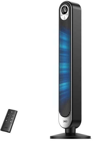 Dreo 28dB Leiser Turmventilator, 106cm Höhe 6 Geschwindigkeitstufen 4 Modi, 12H Timer, 90° oszillierender Ventilator Standventilator mit Fernbedienung Kühlung für Schlafzimmer, Schwarz, Cruiser Pro T1