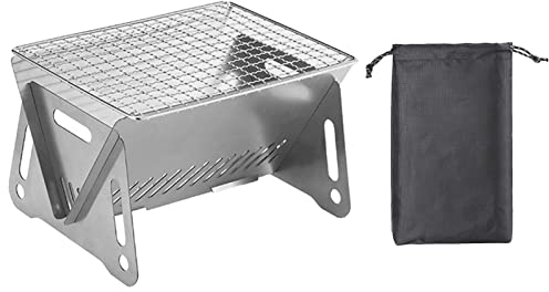 Réchaud à Bois Portable, Barbecue Charbon de Bois, Grill Barbecue à Charbon de Table en Acier Inoxydable Pliable, pour feu de Camp, Voyage, Camping, randonnée, Festival, Barbecue