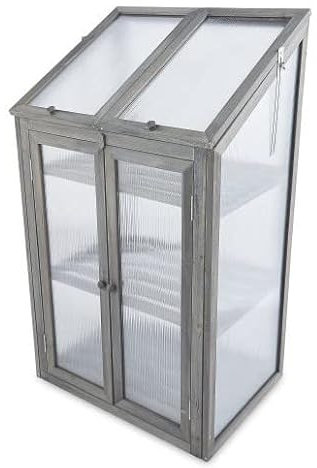 tradefirst 3 Tier Small Wooden Greenhouse, Mini Wooden Greenhouse Transparent Wooden Cold Frame, Gardening Cold Frames Garden, Small Greenhouse For Small Garden |Grey| _ W69 x D49 x H120 cm