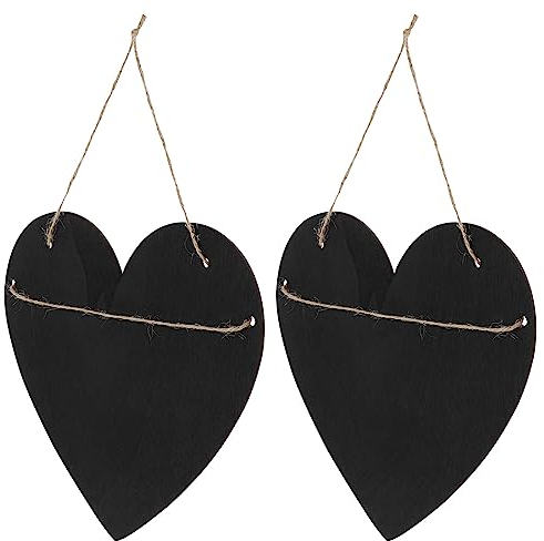STOBOK 2pcs Kreidetafel Holztafel Memotafel Schreibbar Wandschild Deko Holz Tafel Herzform Schiefertafel Zeichen Tafel zum Aufhängen für Café Küche Restaurant Hochzeit Deko Weihnachten Dekoration