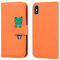Bartern Flip Case for iPhone X/XS,PU Leather Wallet Case with Card Slot Kickstand Magnetic,Cartoon Folio Phone Cover Compatible with iPhone X/XS,Frog Orange