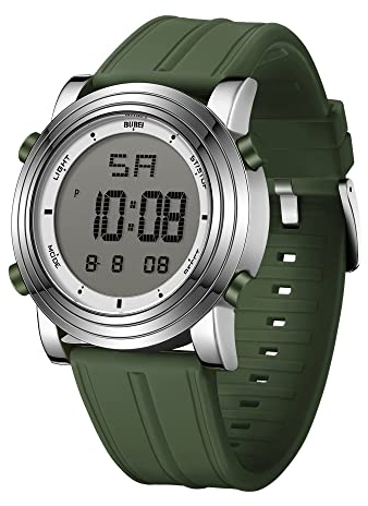 BUREI Minimalistische Sportuhr wasserdichte Digitaluhren Herren mit Weitwinkel-Metallgehäuse Helles Display Gummiband Armbanduhr für Herren Damen