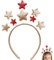 VZXQX Weihnachten Sterne Haarreifen, Haarreif Glitzer Gold Rot Sterne Stirnband für Damen Mädchen, Weihnachten Haarschmuck Stern Haarband für Geburtstag Party Festival