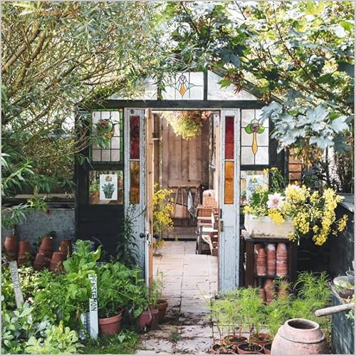 Birthday/Blank Card for Men/Women - General Male/Female Card - 'Potting Shed' Greenhouse with Stained Glass Windows - Eco-Friendly & Recyclable - From the BBC Gardeners' World Range