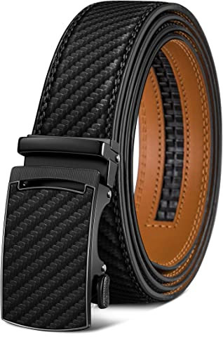 KEMISANT Gürtel Herren, Ledergürtel Ratsche Automatikschließe für Herren Business Anzug,Breit 35mm,Größe Angepasst(Schwarz-135cm/40-46 taille verstellbar)