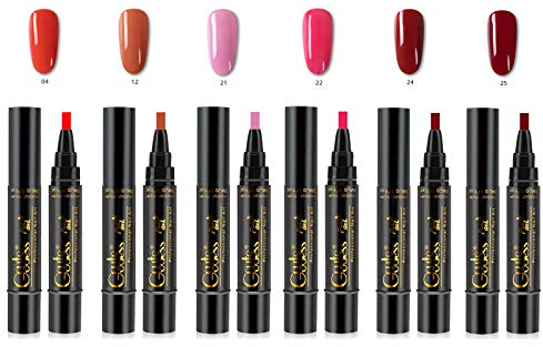 Gel Nagellack Pen 6pcs One Step Nagel Gel Pen 3 in 1 einweichen Verfügbare Nail Art Tools,Trocknung mit UV-Lampe Erforderlich #1 (#3)