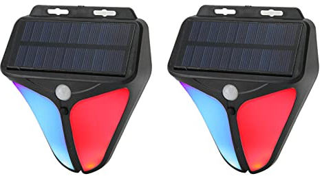 Solar-Bewegungsmelder-Alarm, 2 Stück Solar-Stroboskop-Warnleuchten mit 129 DB Lauter Sirene, IP64 Wasserdicht, 4 Arbeitsmodi, Solarstrom-Bewegungsmelder-Alarmleuchte, für