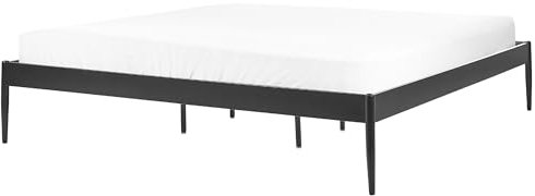 Modern Minimalist EU Super King Size Bed Frame Metal Plywood Slats Black Vaurs
