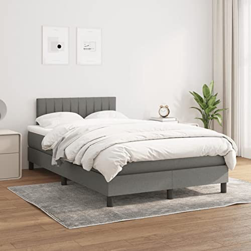 Festnight Polsterbett 120 x 200 cm, Bett Komplett, Set mit Matratze, Lattenrost, Boxspringbett mit Matratze Stoff, Bett mit Matratze,Bett mit Lattenrost und Matratze Dunkelgrau