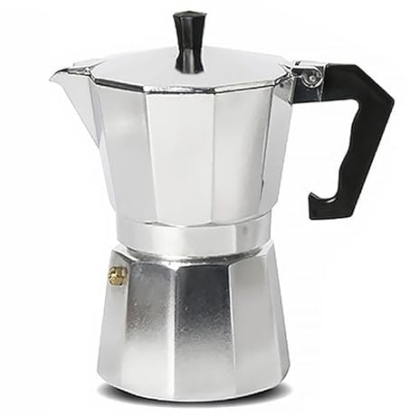 A2ZWORLD Caffettiera Moka in Alluminio, Colore Argento, Manico Anti Scottatura, Compatibile con fornello Elettrico e a Gas, NON Induzione (9 Tazze)