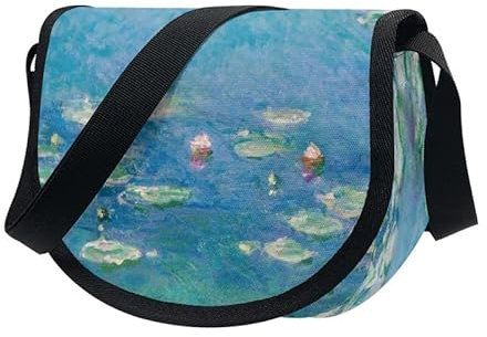 Kuiaobaty Monet Art Women Small Shoulder Bag Dumplings Crossbody Bags, Painting Water Lilies Mini Messenger Bag Travel Sling Bag