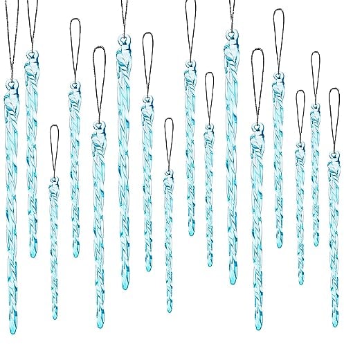 Boao Glas-Eiszapfen, 8,9 - 20,8 cm, gedrehtes Glas, Eiszapfen, Weihnachtsschmuck, Dekorationen zum Aufhängen (Hellblau, 54 Stück)