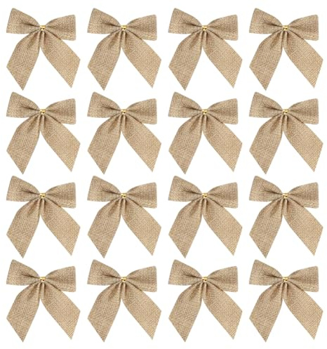 JIHUOO 24 Stück Weihnachtsschleifen aus Jute, Weihnachtsbaum-Schleifen, Ornamente, Geschenkpapier, Schleifen, Weihnachtskranz, Schleifen, Urlaub, dekorative Schleifen, kleine Schleifen, für Geschenk