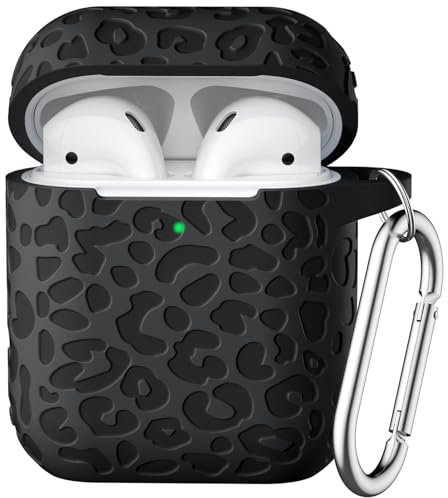 DGege Leropard - Custodia per Airpod e custodia di seconda generazione, con incisione compatibile con Apple AirPods di seconda e prima generazione, custodia di ricarica in morbido silicone, protezione