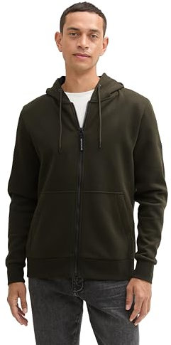 TOM TAILOR Herren Hoodie Sweatjacke mit Kängurutasche, 11172 - Dark Rosin Green, XXXL