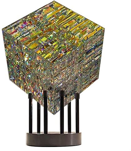 UYCUODLUY Home Decor, 1Set New Handmade Magik Chroma Cube Glass Sculpture Decoration Magic Cube Statue Gifts, Natural Crystal (Color : Blue, Size : 8x8x8cm) (Color : Yellow, Size : 6x6x6cm)