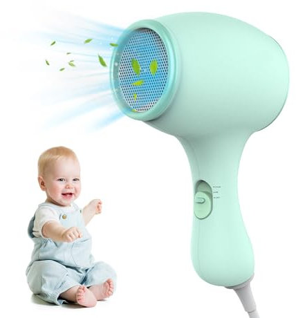 Kinderfön, 550W Miniföhn für Mädchen, Kinder Föhn mit 3 Temperatur, Süß Mini Haartrockner, Reiseföhn für Kinder, Leicht und Lange Haltbar, Geräuscharm,Soft Touch-Gehäuse(Grün)