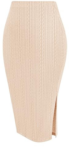 Zeagoo Damen Strick Rock Elastische Taille Midirock Elegant Bleistift Rock Jersey Rock Knielanger Winterrock
