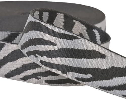 MYMERCERIE Gurtband, bedruckt, Zebramuster, 38 mm, Grau / Schwarz, Meterware