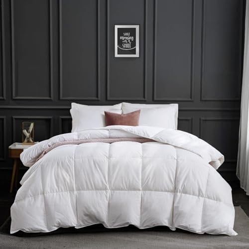 APSMILE Daunendecke 200x200 Ganzjahres Bettdecke 200x200 Hohe Flauschigkeit Gänsedaunen und Federn, 100% Ägyptische Baumwolle, Allergiker Natur Duvet RDS Zertifiziert für Tierwoh