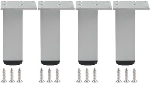 Verstellbare Aluminium-Möbelbeine für Sofas, TV-Schränke, Betten, Fußhocker, Silber, 18 cm, inkl. Befestigungsschrauben