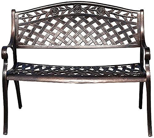 Outdoor-Bank, Terrassenbank, Veranda-Möbel, 99 cm, Terrasse, Park, Gartenbank, Outdoor-Doppelsitzbank aus Metall mit Armlehnen und